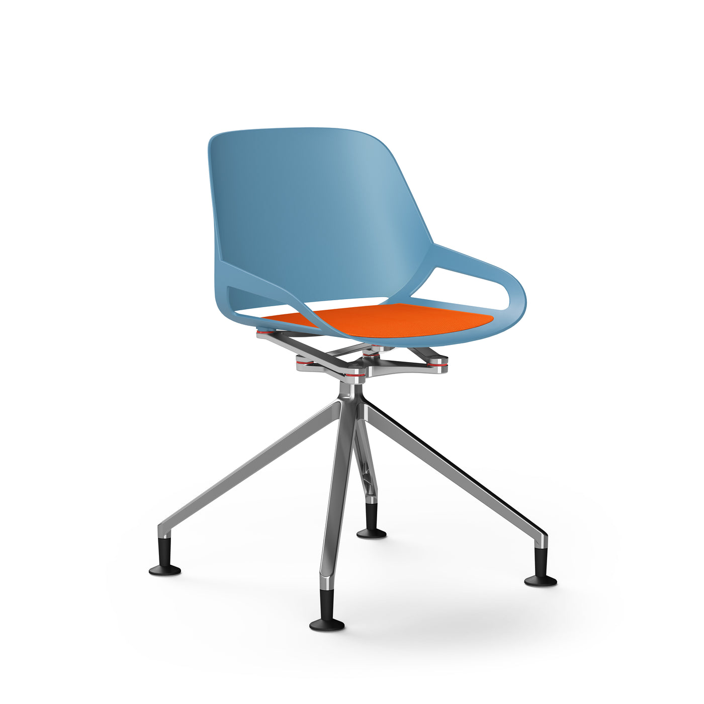 Aeris - Numo (Fußkreuz Gleiter) - Besprechungsstühle - Blau - Chrom Glänzend - Orange - 123HomeOffice
